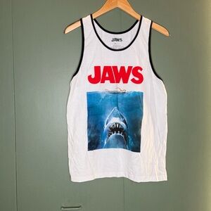 White and Red JAWS Graphic Tank Top